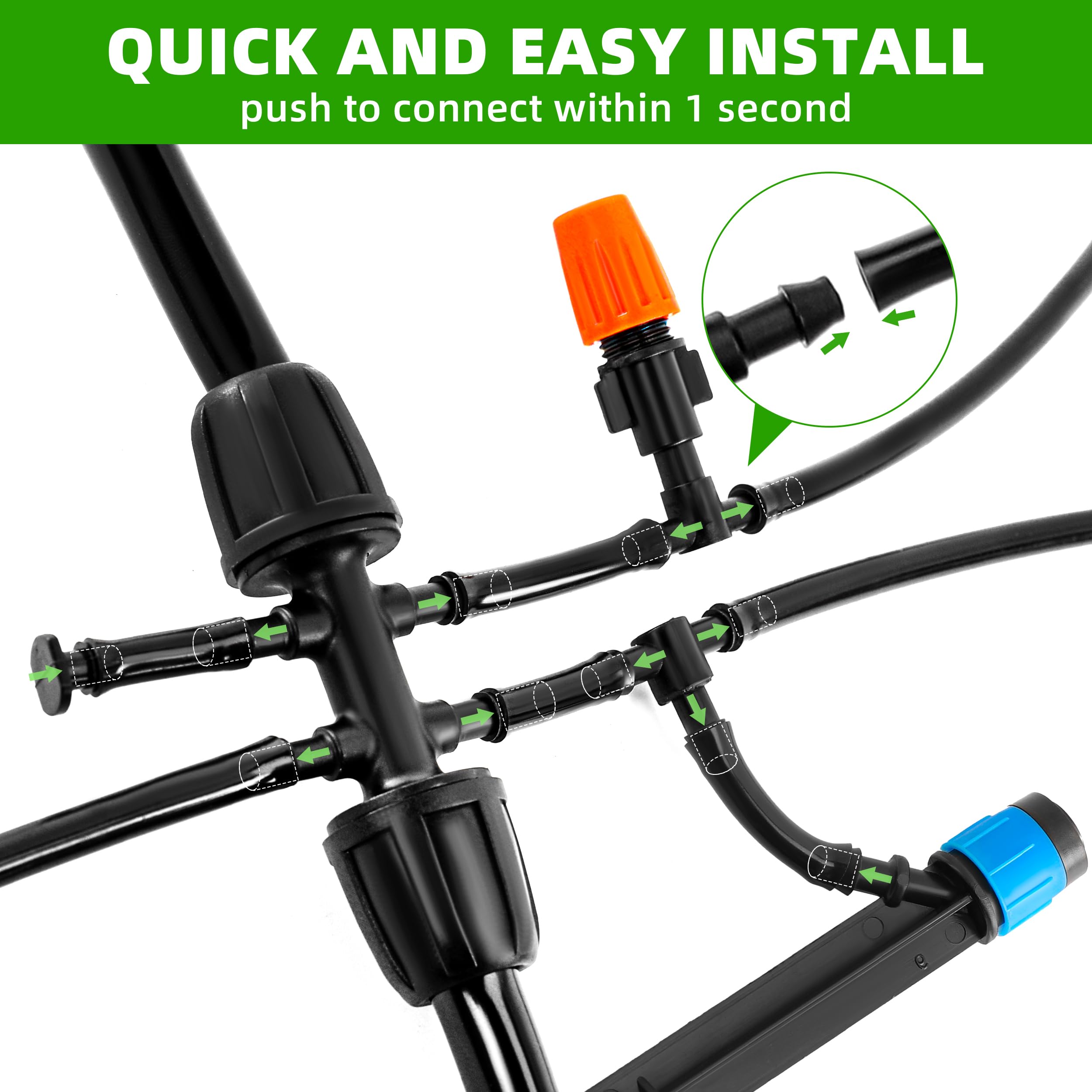 Set of adjustable drip irrigation nozzles included in the kit
