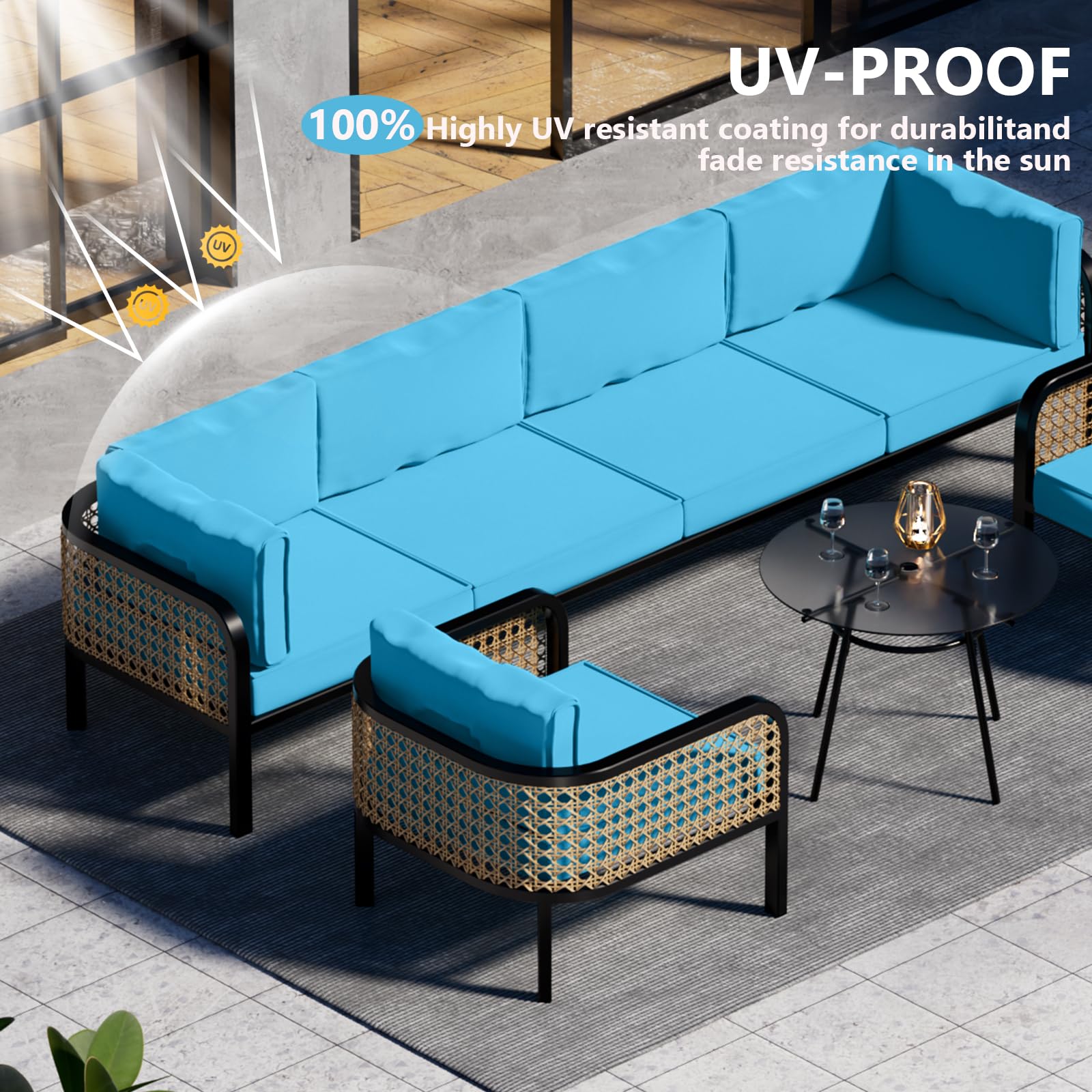 Set of Cethytirko 14 patio cushion covers neatly arranged