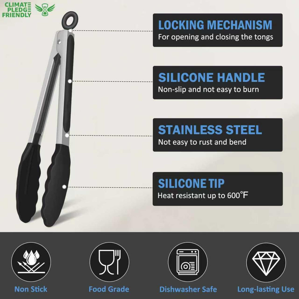 Set of EEKEDO cooking tongs in black color