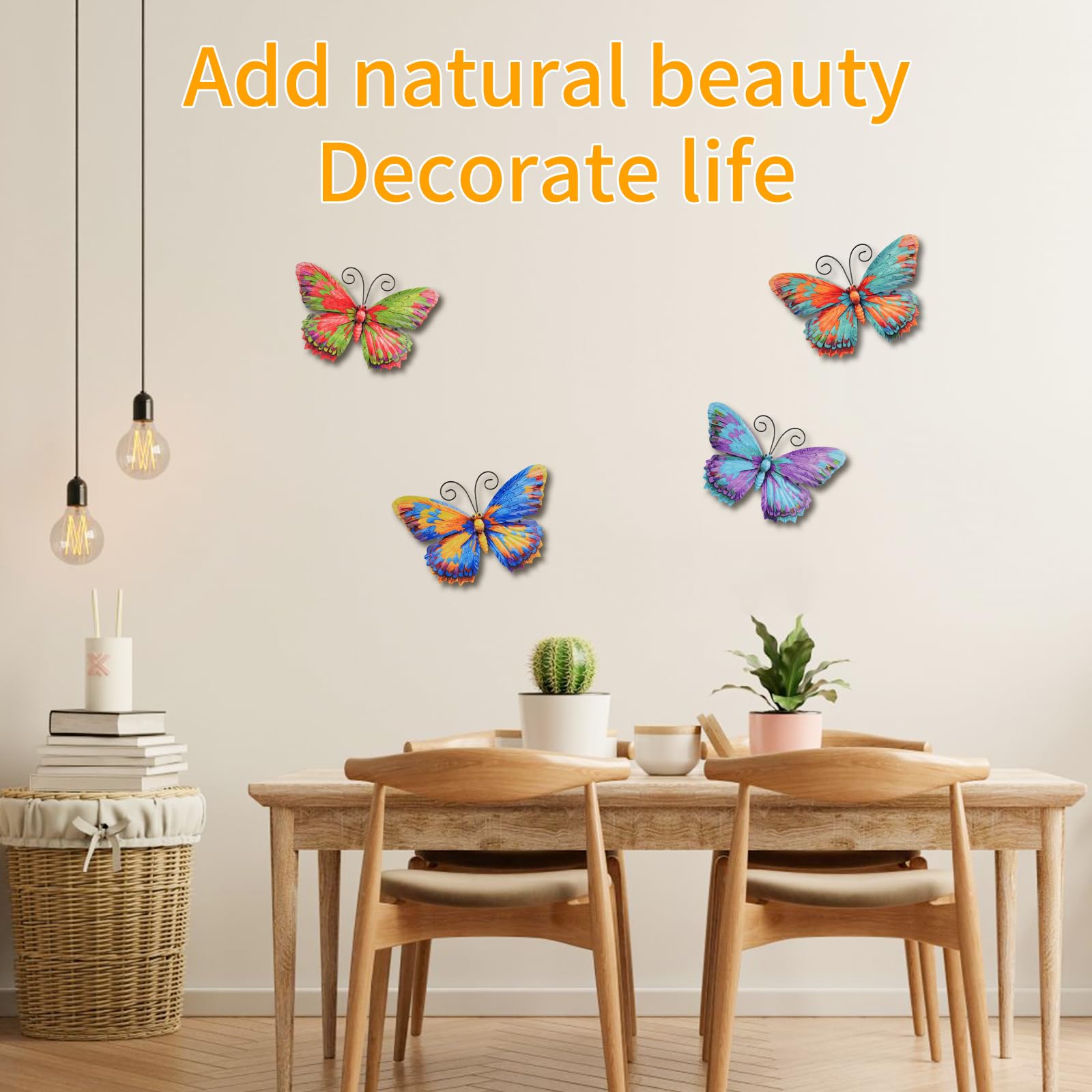 Set of four Junware metal butterflies displayed together