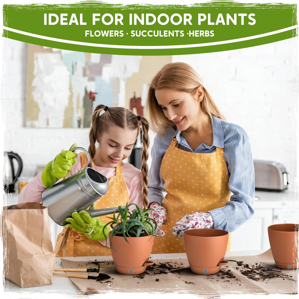 Set of Goproauto Self Watering Pots with matching saucers