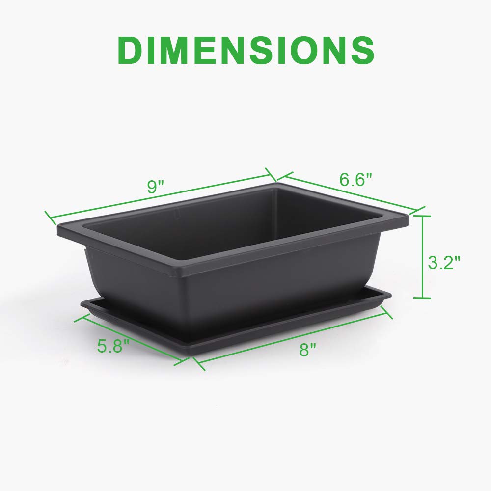 Set of six GROWNEER bonsai pots arranged on a table