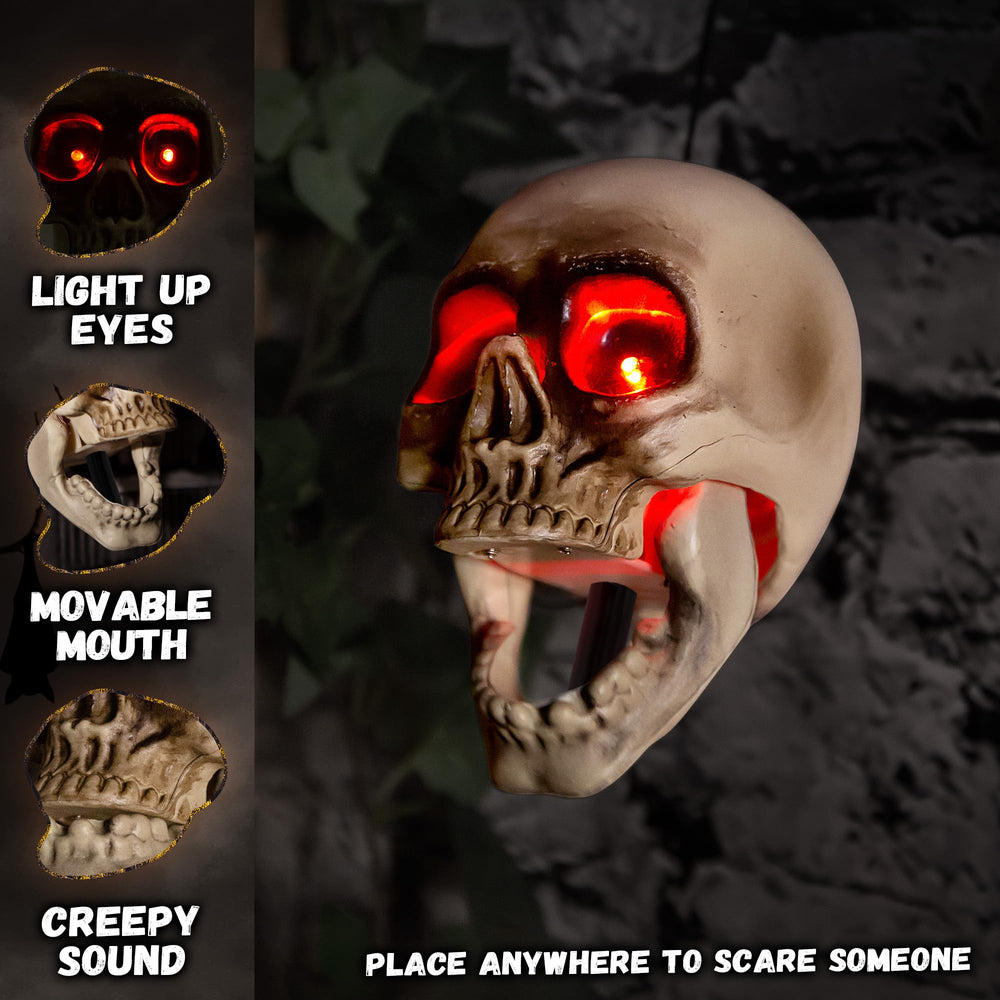 Set of three ELAMAS animated skull heads for Halloween decoration