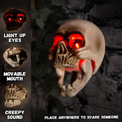 Set of three ELAMAS animated skull heads for Halloween decoration