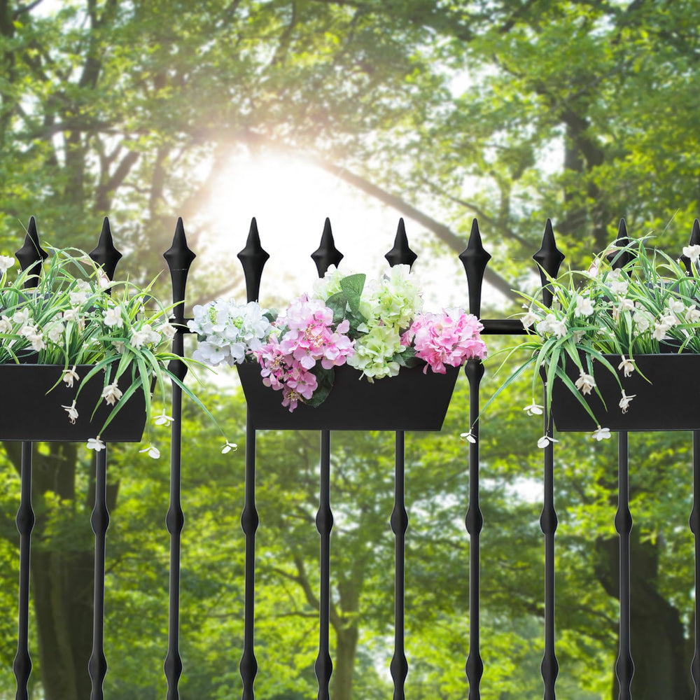 Set of three Holensun railing planters in black