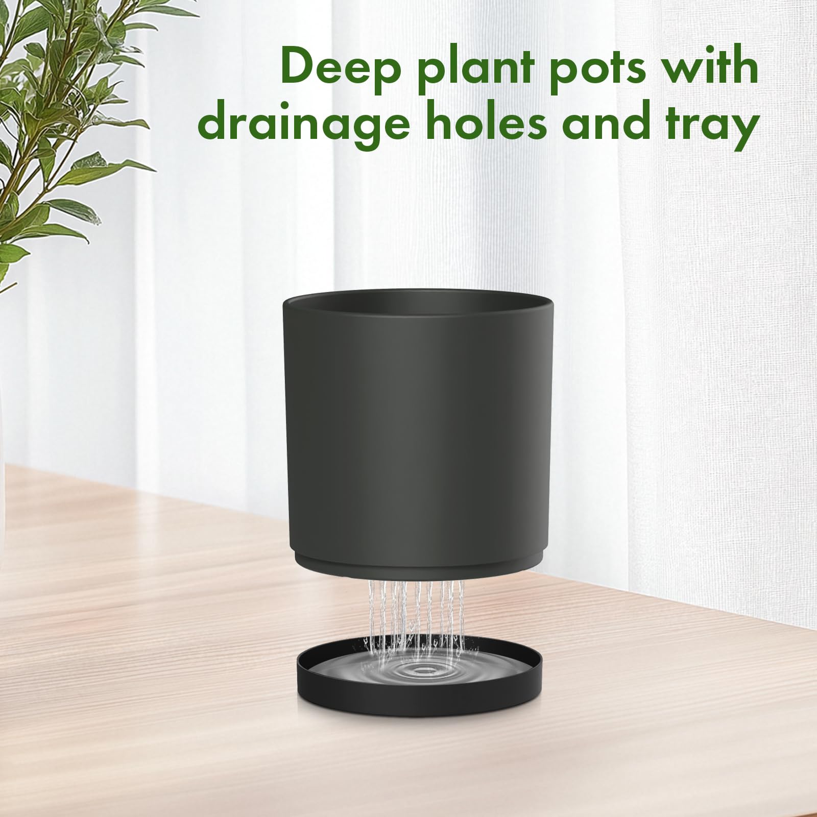 Set of three Meowell plant pots with saucers