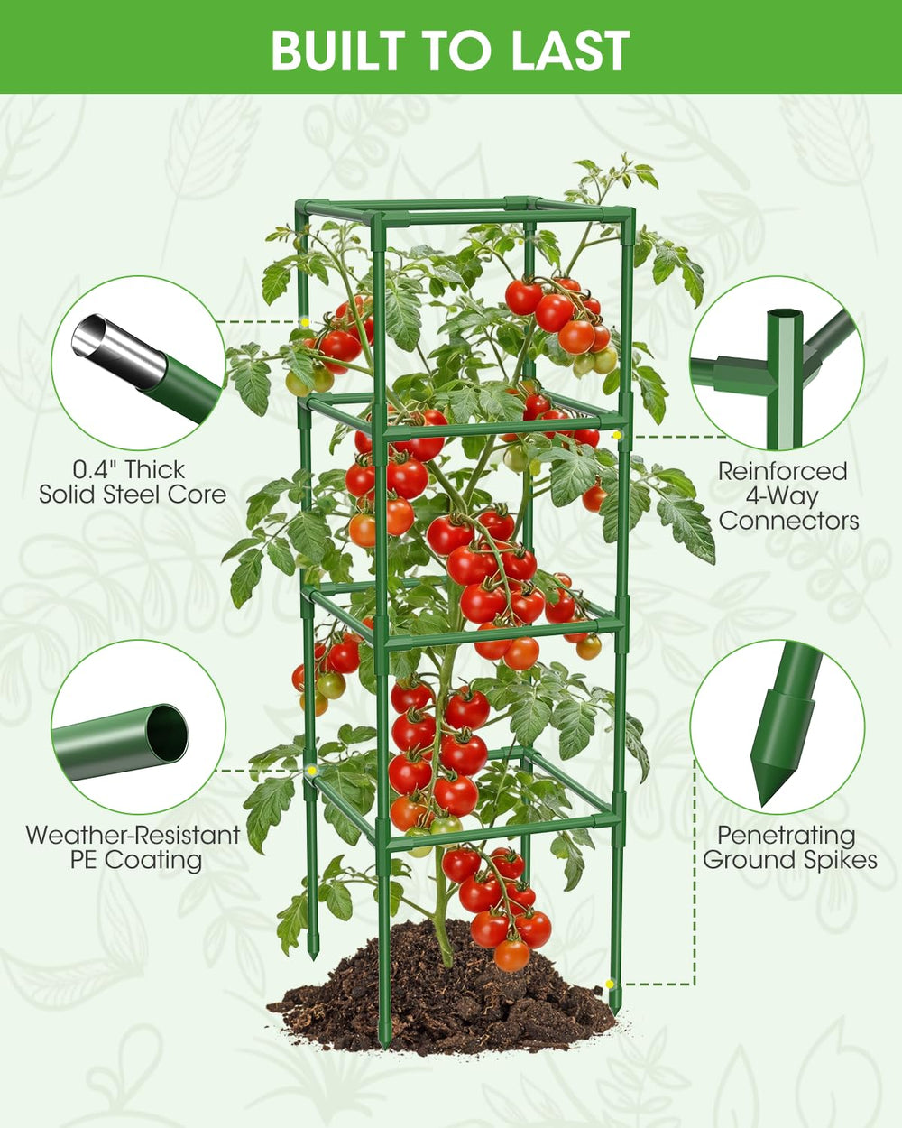 Set of three MQHUAYU tomato cages with clamps