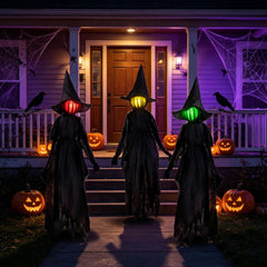 Set of three winemana Halloween witches with changing LED lights