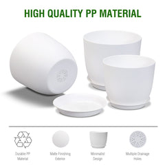 Set of three WSMKSZ plant pots with saucers