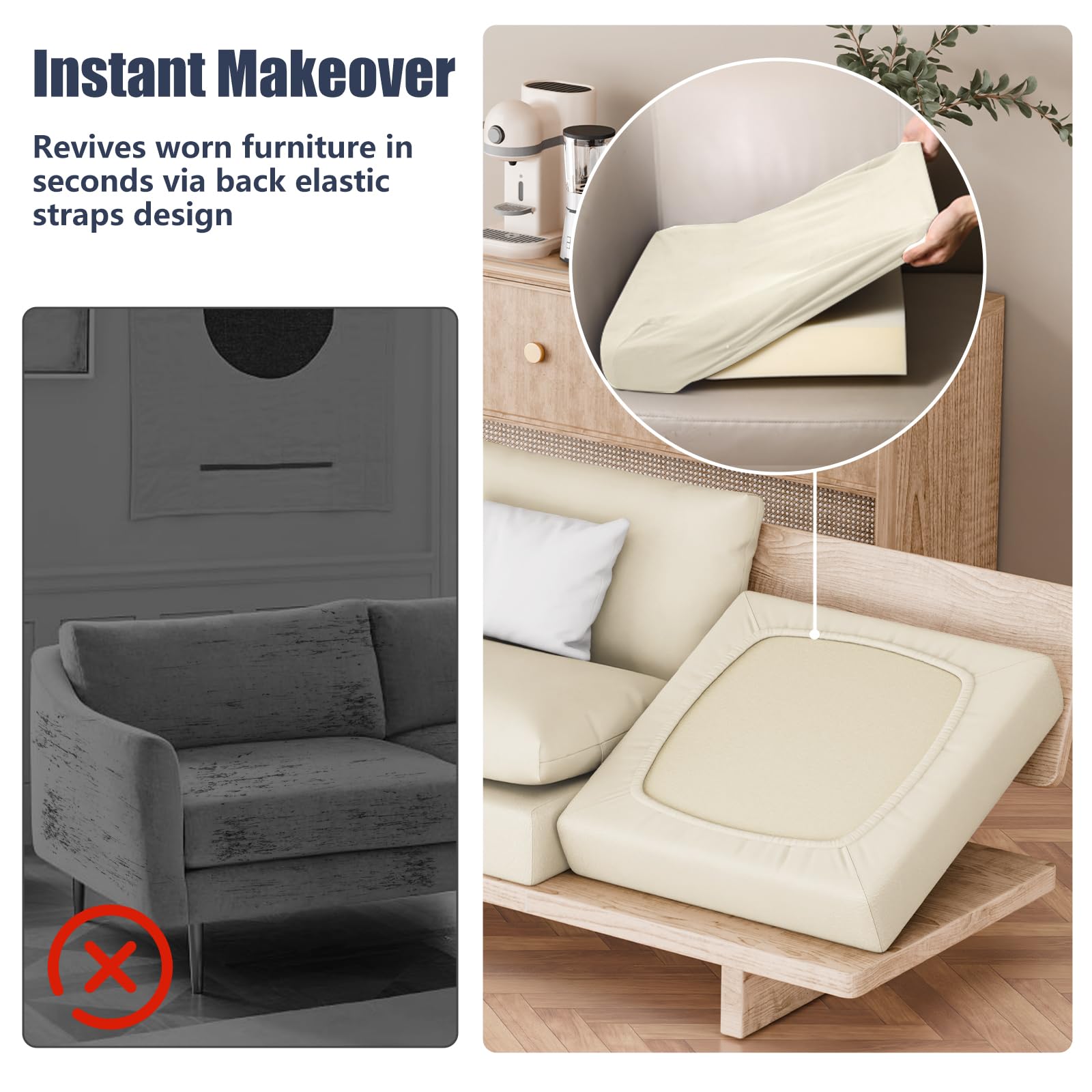 Set of Vorshape outdoor cushion covers on patio furniture