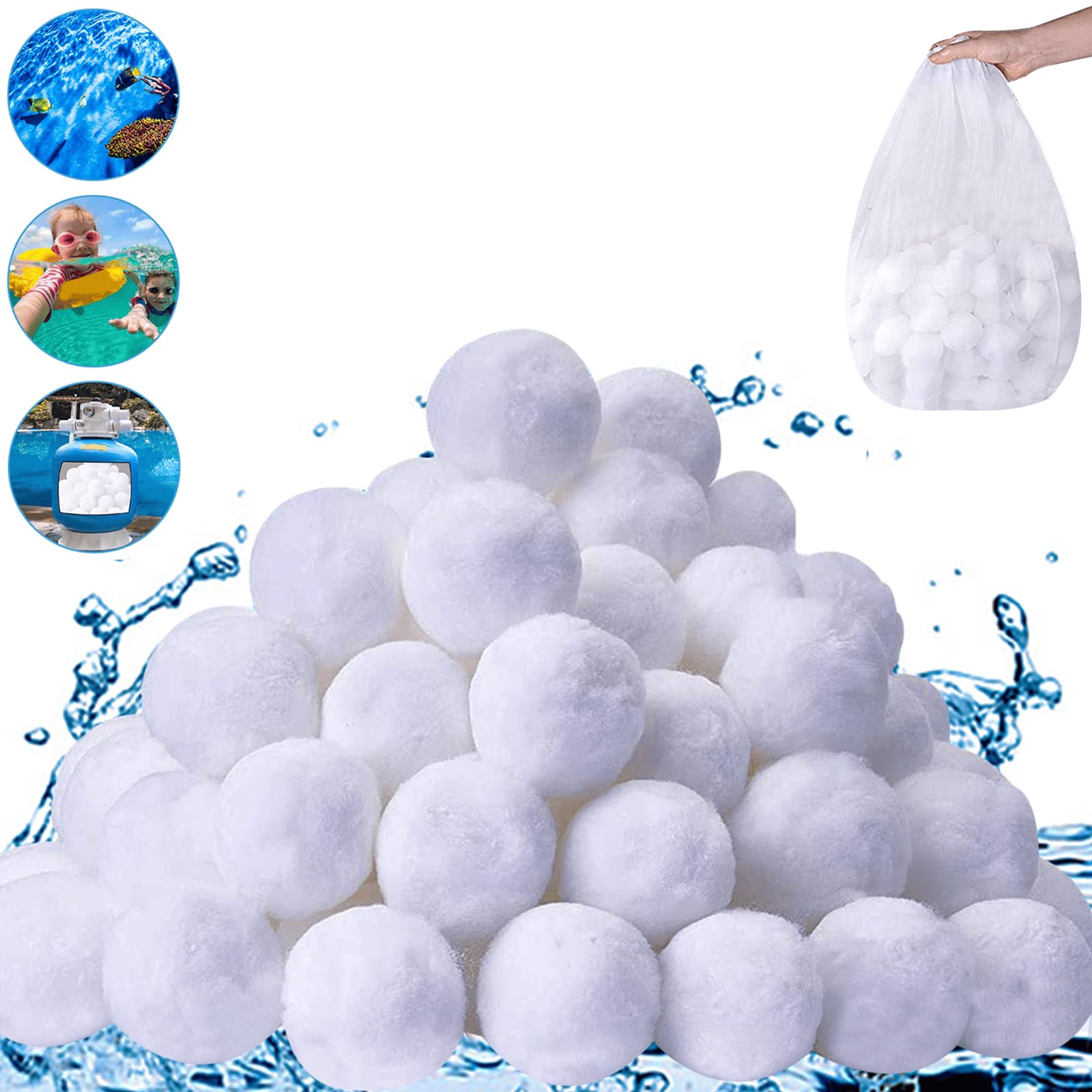 SETHVILL Pool Filter Balls front view, white colour