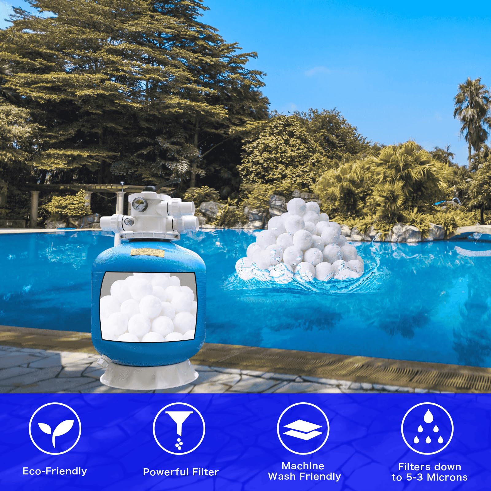 SETHVILL Pool Filter Balls in a swimming pool setting