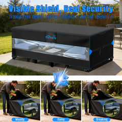 SETOXYX Patio Furniture Cover side view with furniture underneath