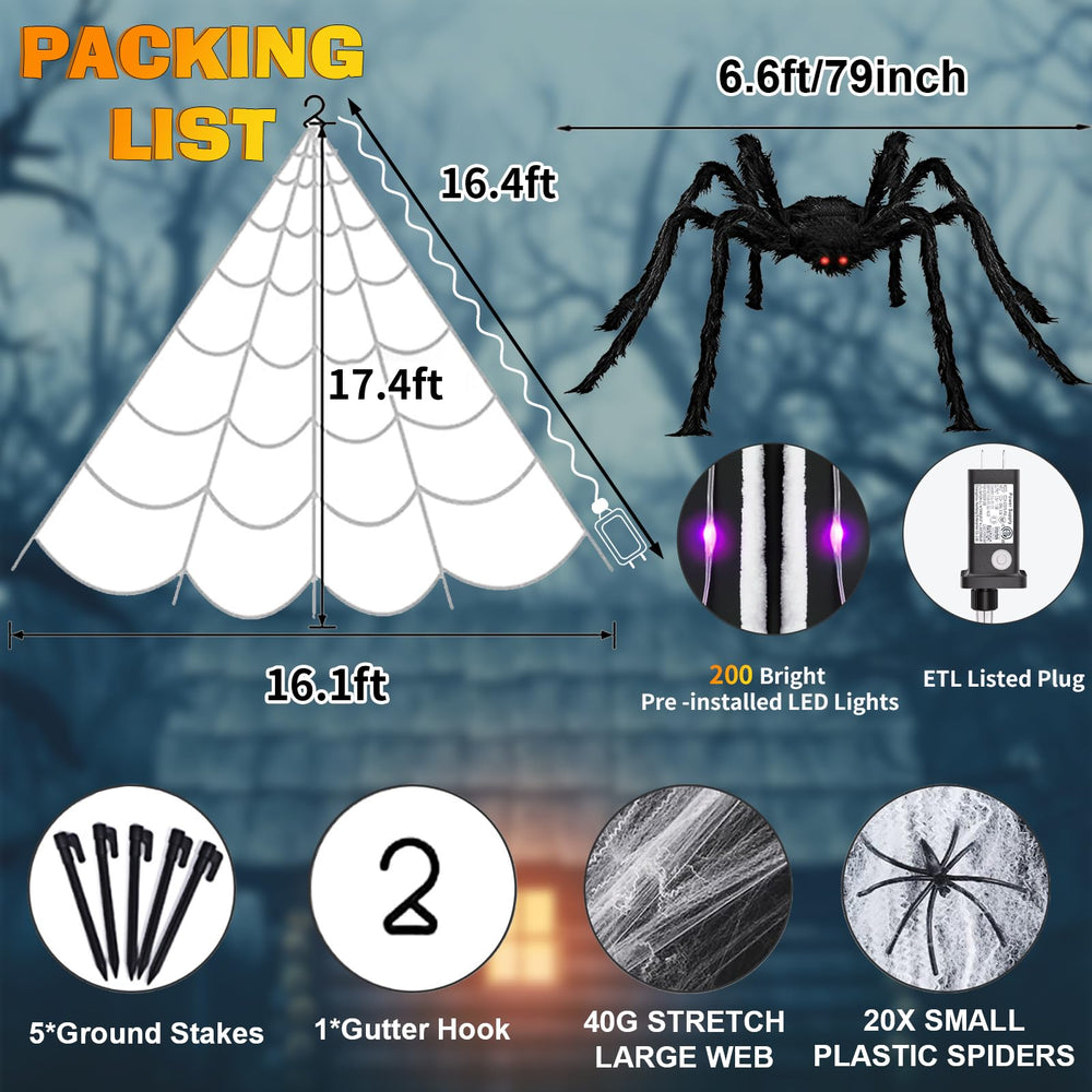 Setup of the spider web lights with ground stakes
