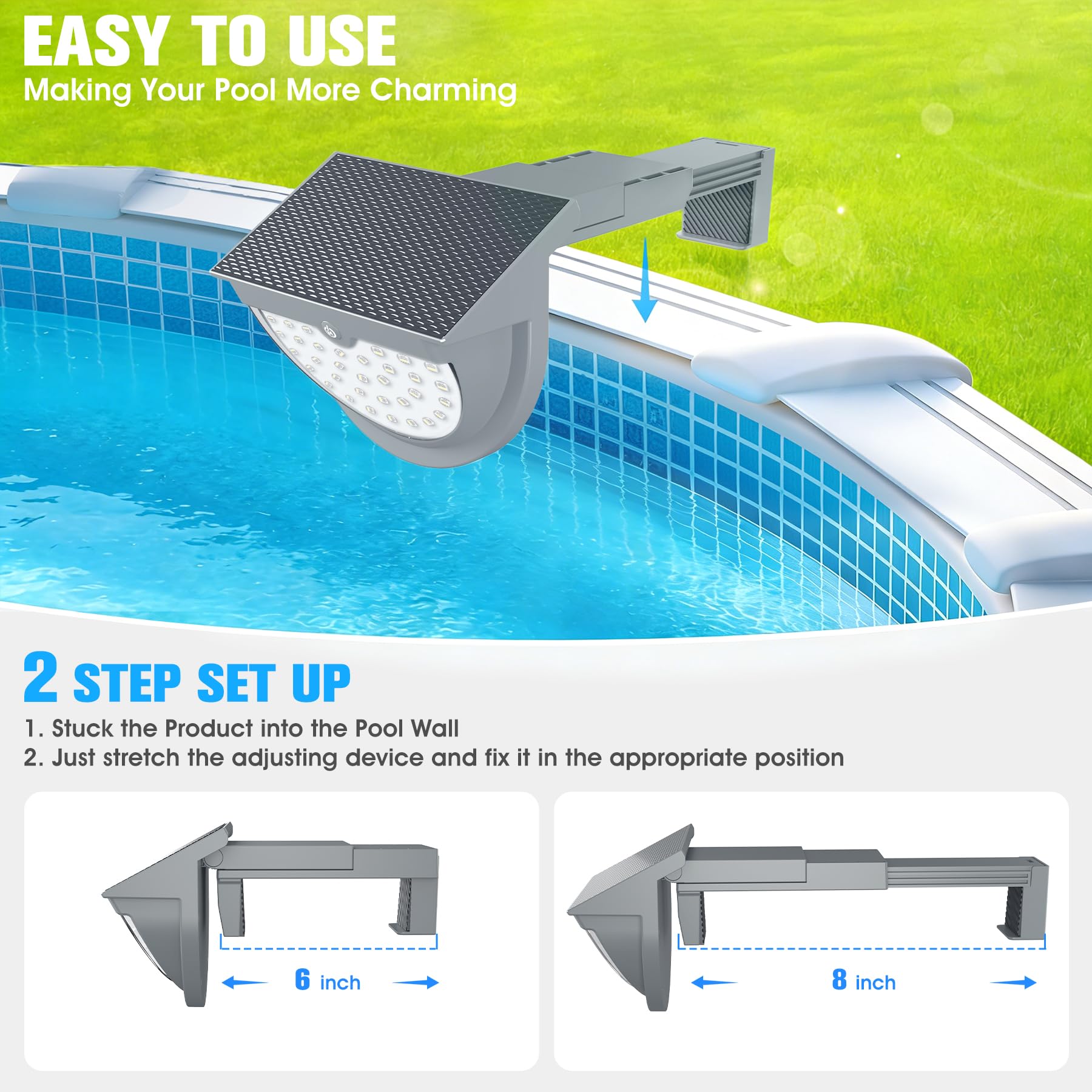 Seven colour options displayed by Niceput Solar Pool Lights