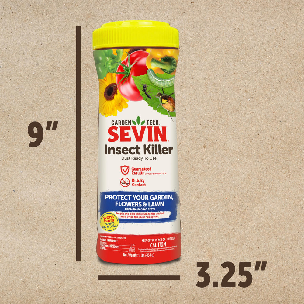 Sevin Insect Killer Dust in outdoor garden setting