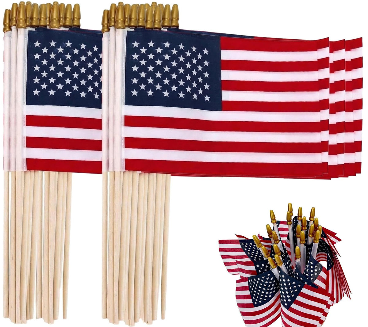 SEVSOASEVK 12 Packs 8x12 Inch Small American Flags with Stick