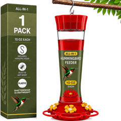 SEWANTA 10 oz hummingbird feeder front view with flower-shaped ports