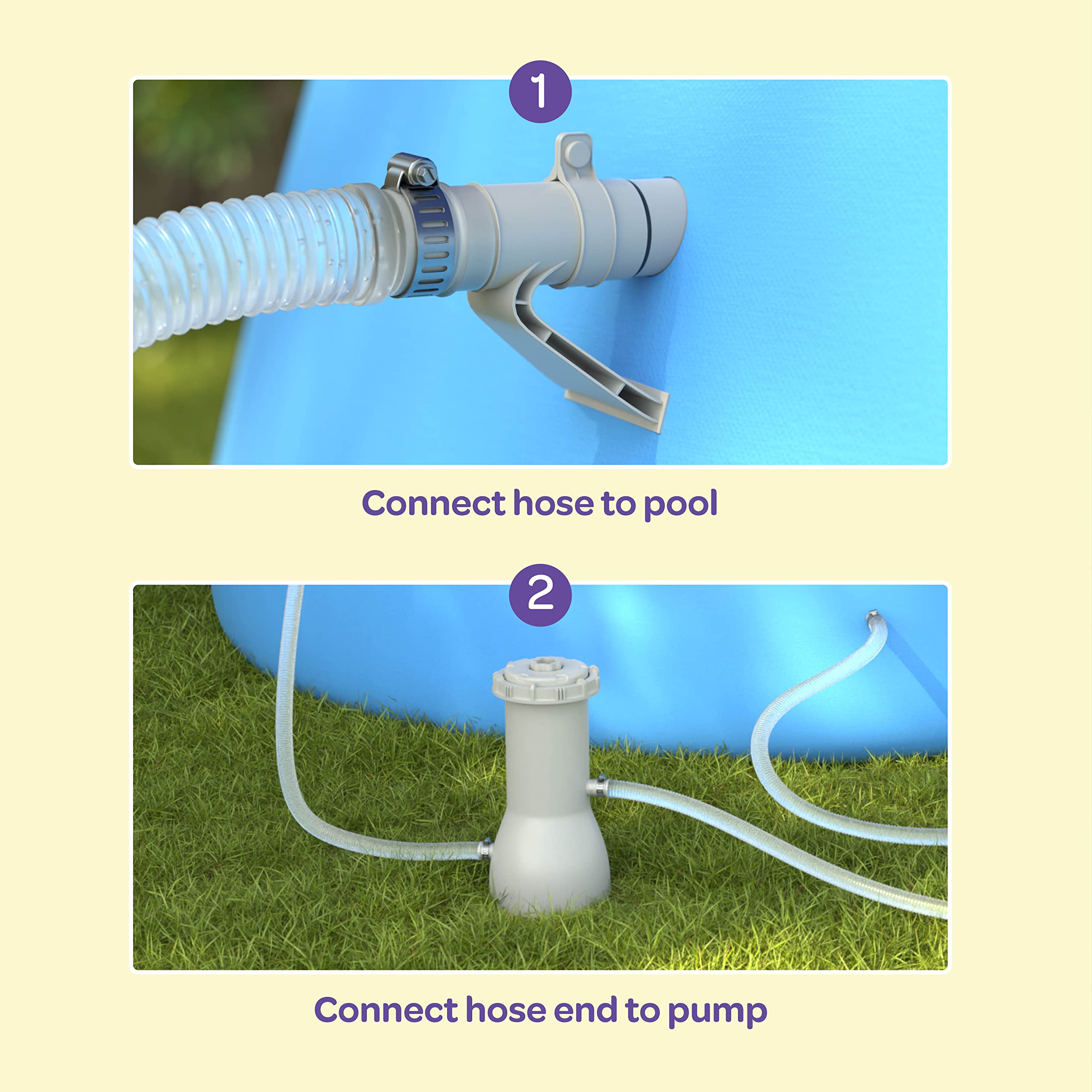 SEWANTA hose connected to pool filter with clamps