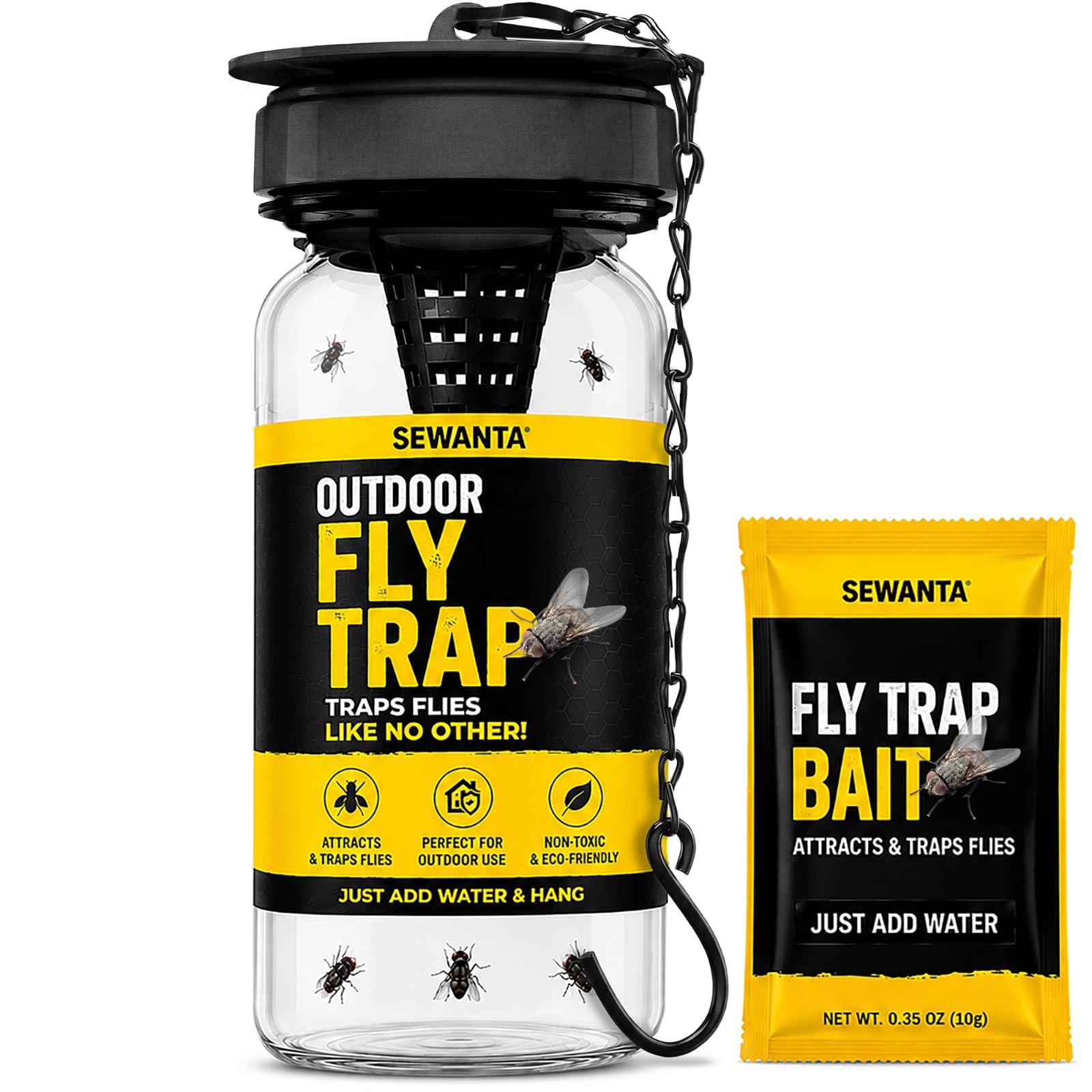 SEWANTA Outdoor Fly Trap clear plastic design front view
