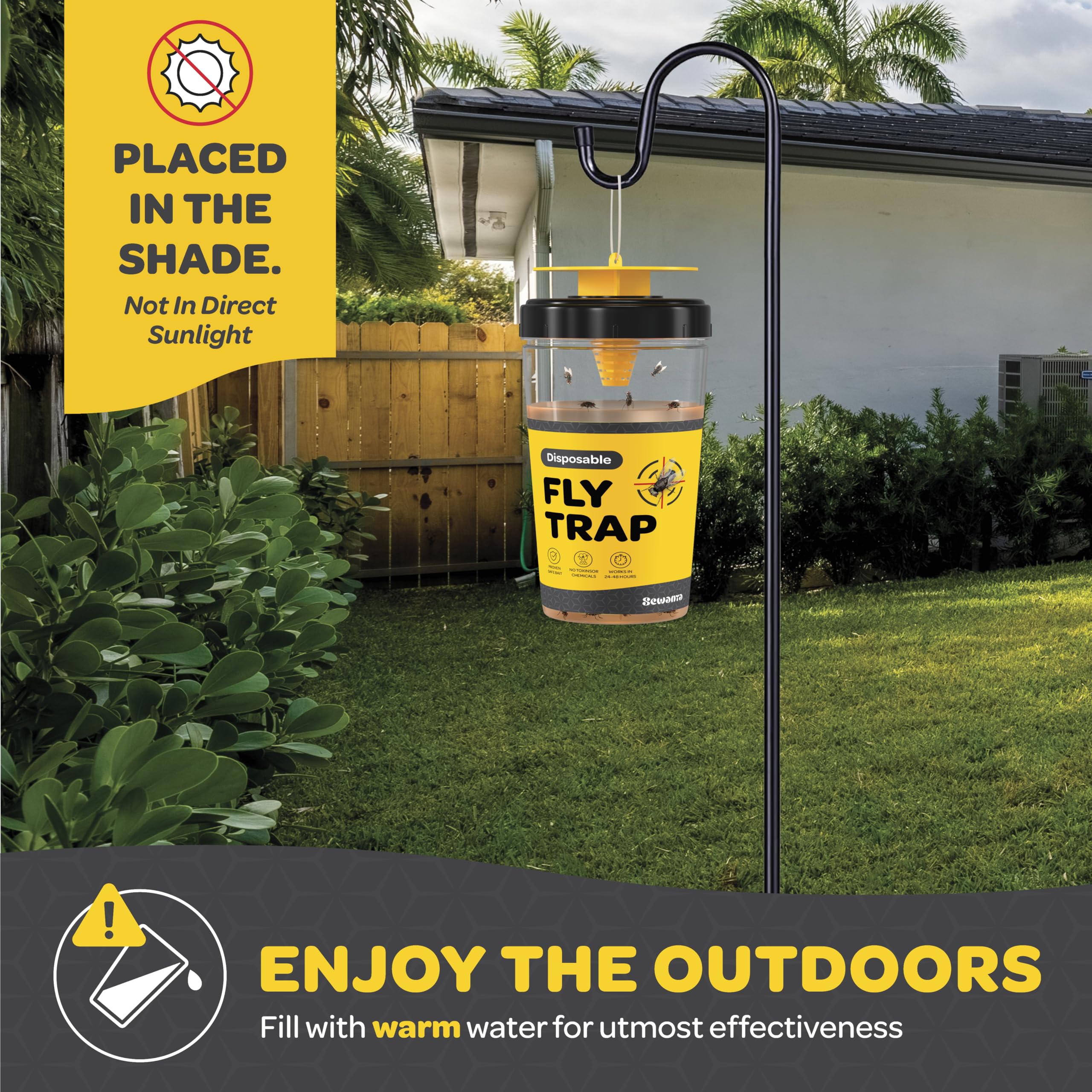 SEWANTA Outdoor Fly Trap hanging outdoors in a garden