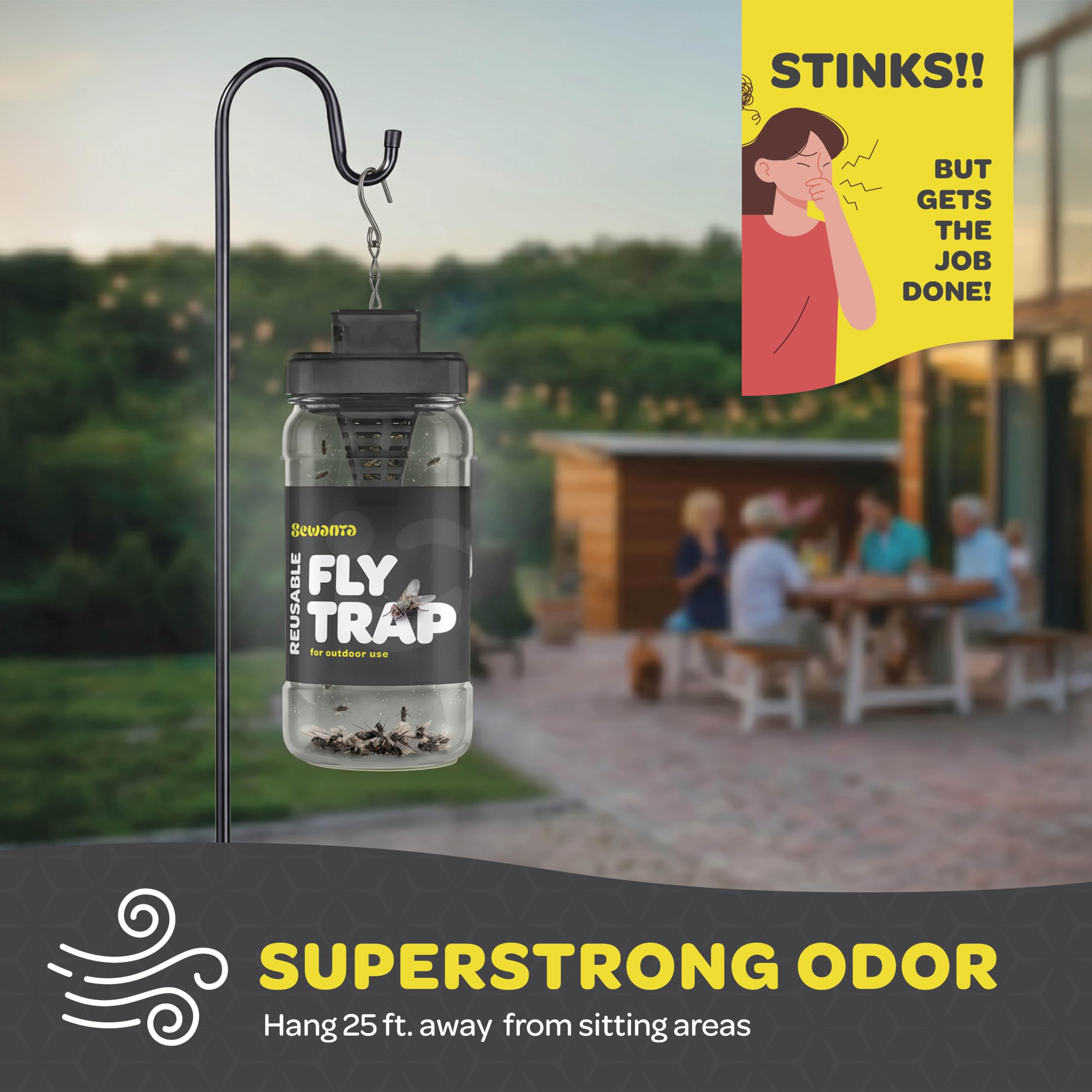 SEWANTA Outdoor Fly Trap with captured flies inside