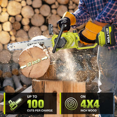 SEYVUM 12 inch cordless chainsaw battery and charger