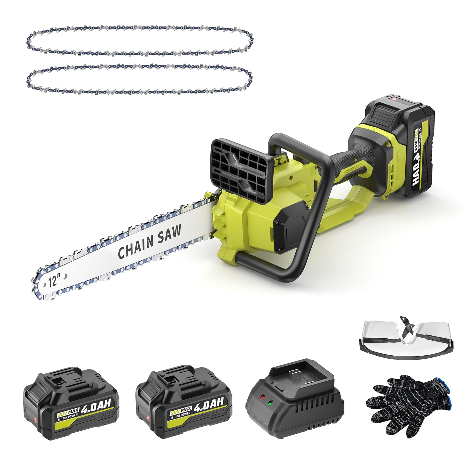 SEYVUM 12 inch cordless chainsaw side view