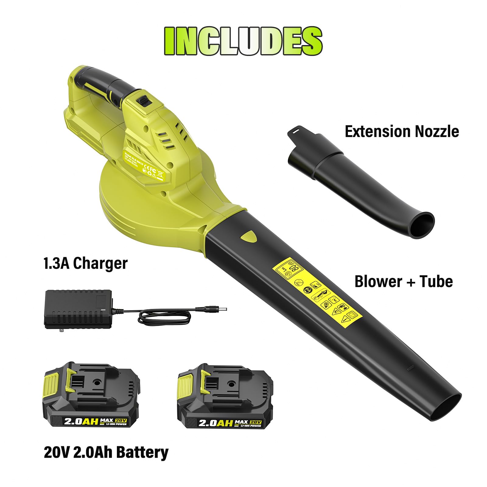 SEYVUM Leaf Blower side view with tubes attached