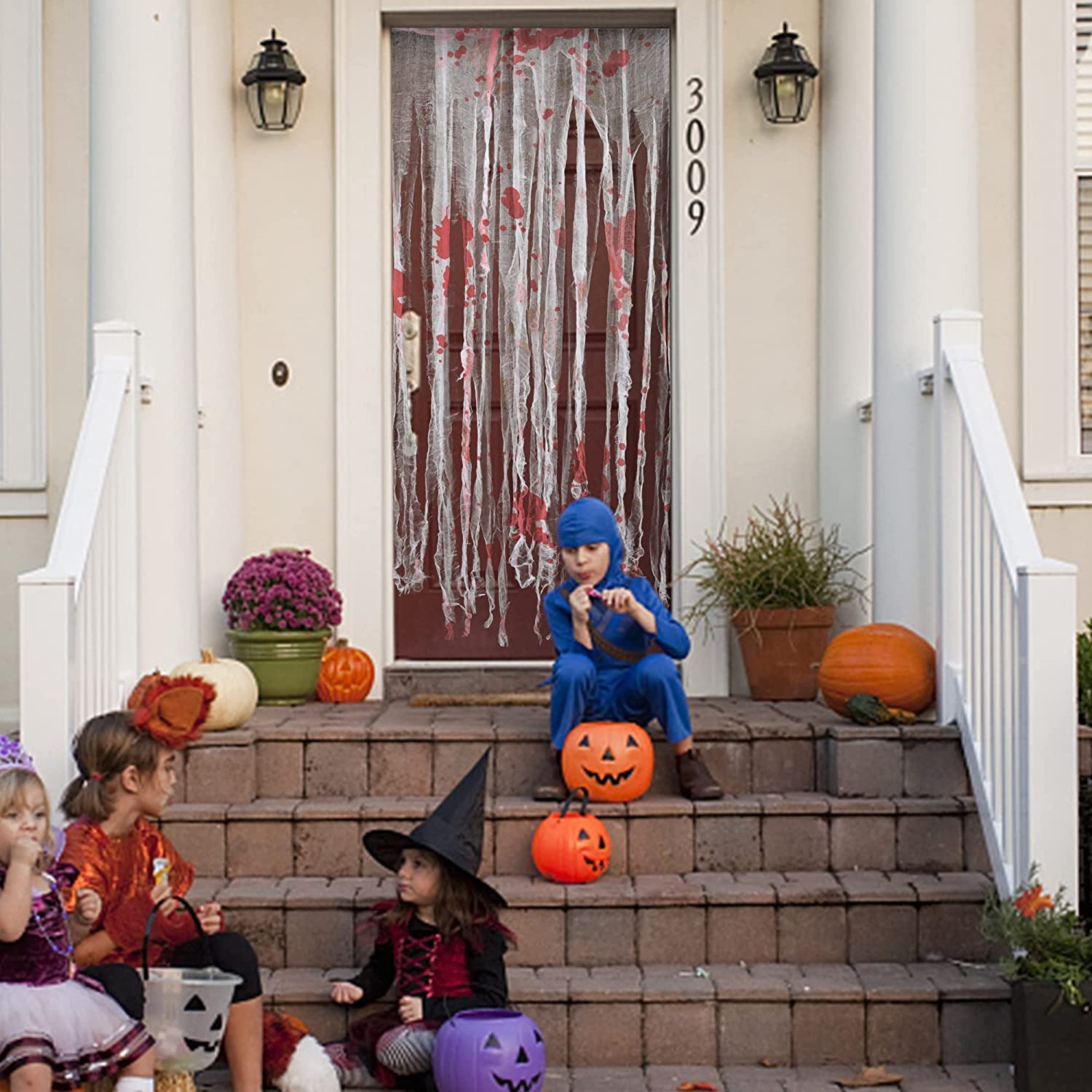 Sfcddtlg Halloween Door Curtain decorating a porch
