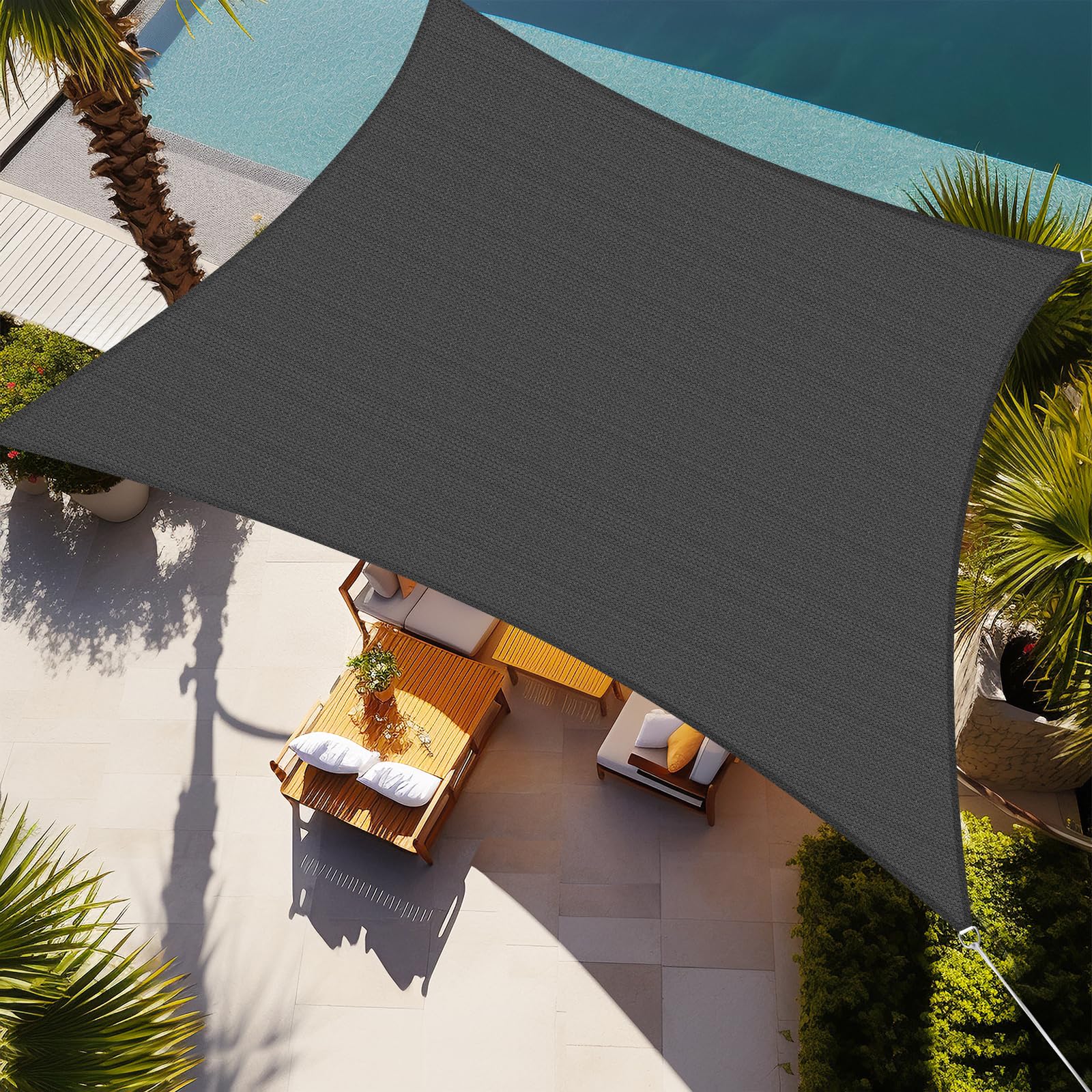 Shade&Beyond 10' x 10' Dark Grey Sun Shade Sail front view