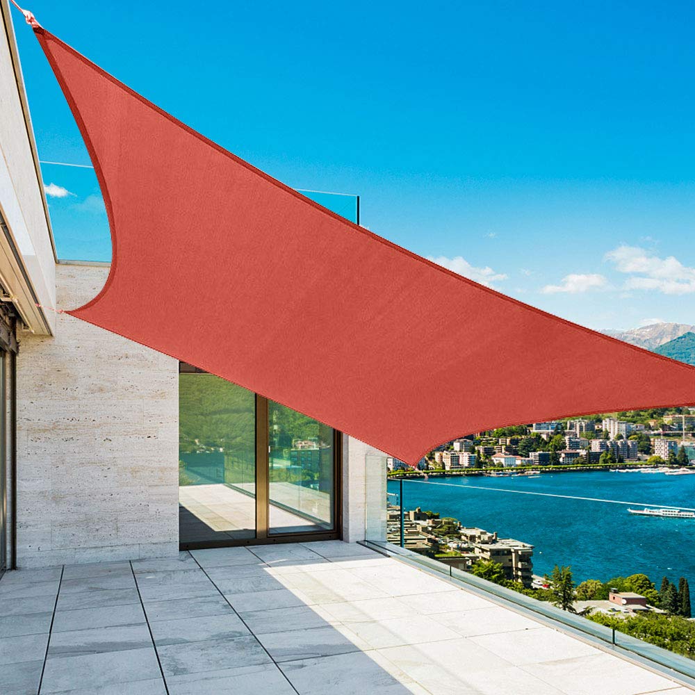 Shade&Beyond 10'X13' rust red sun shade sail front view