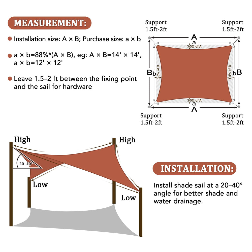 Shade&Beyond 10'X13' rust red sun shade sail packaging