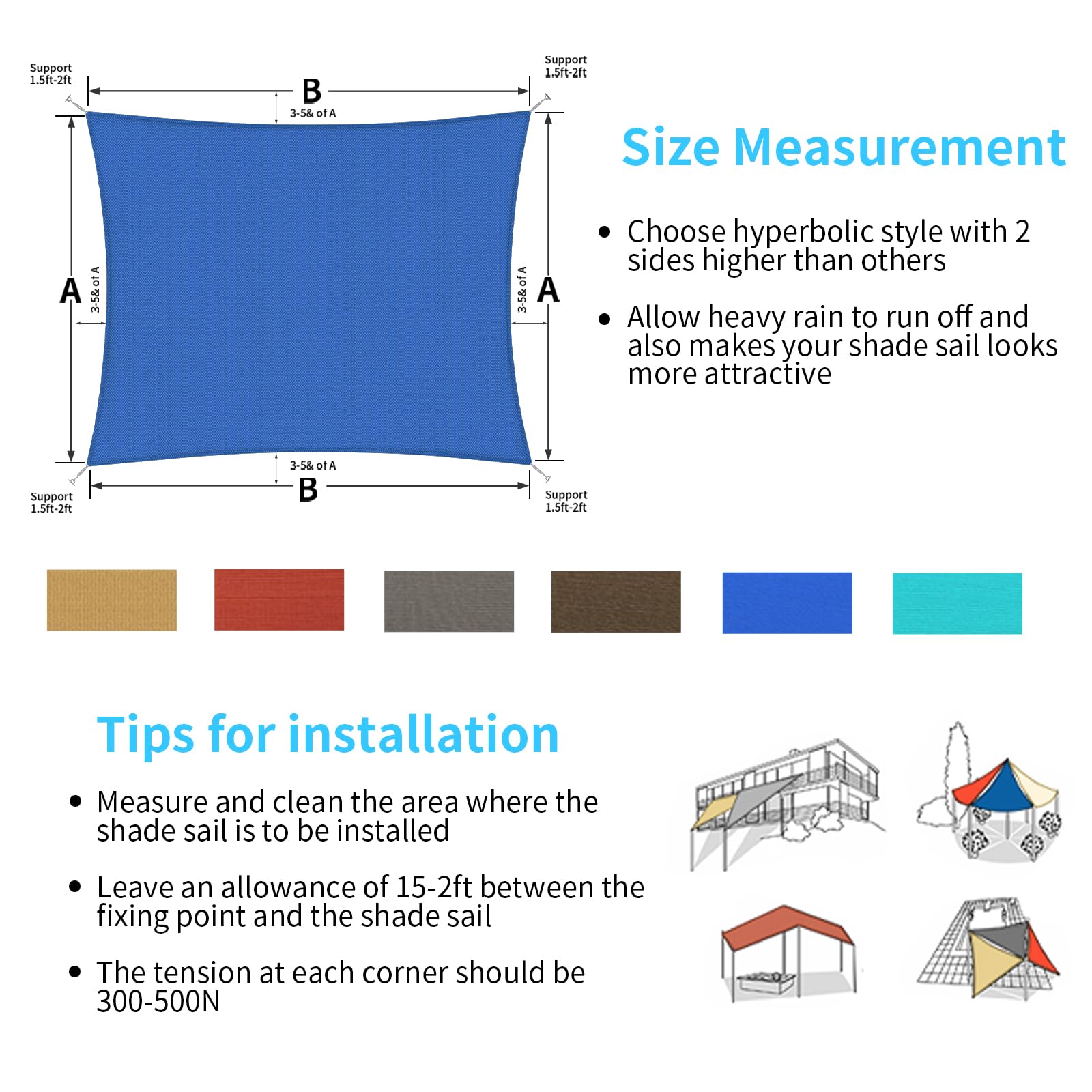 Shade&Beyond 12'X22' blue shade sail in use over patio