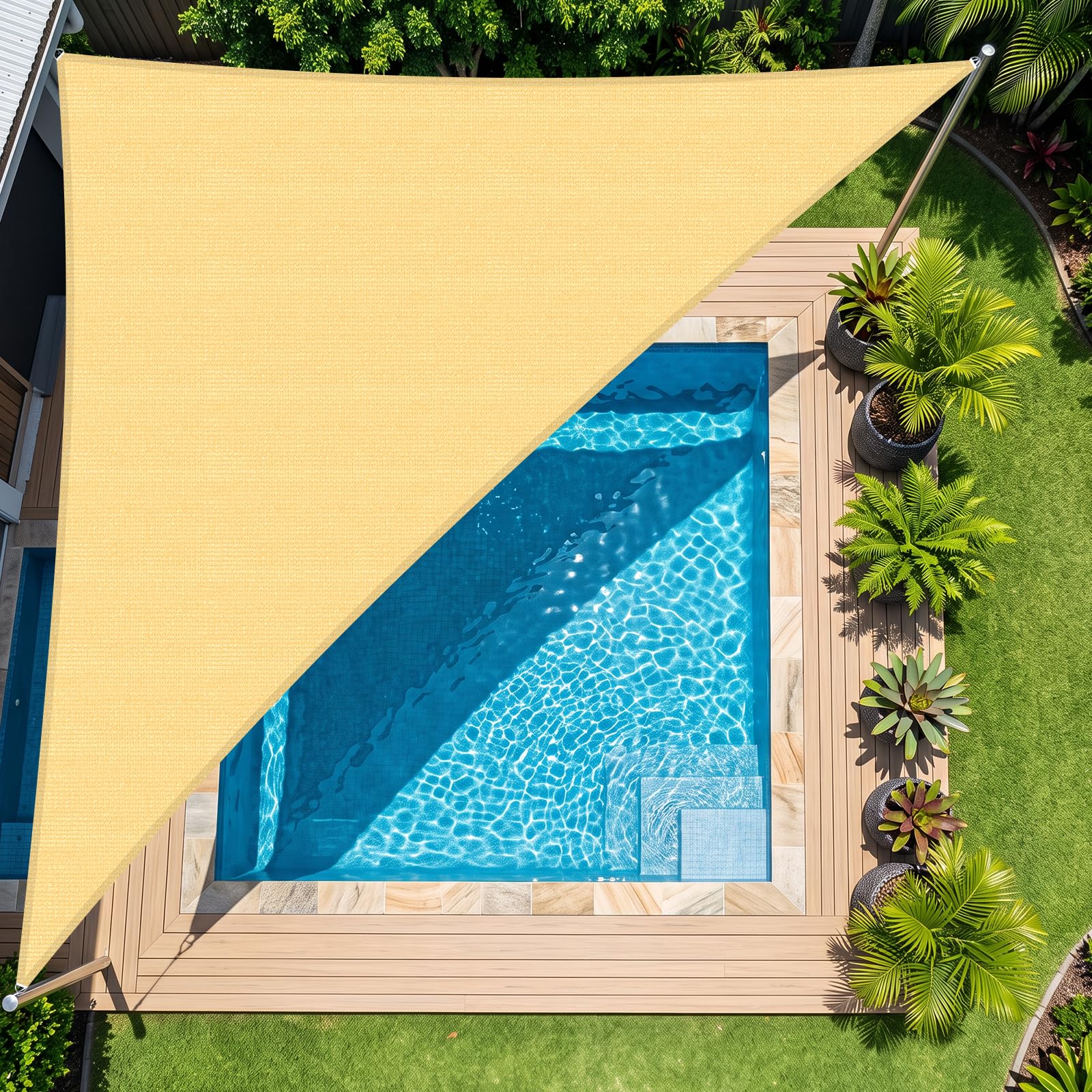 Shade&Beyond 15' x 15' Sun Shade Sail in sand colour front view