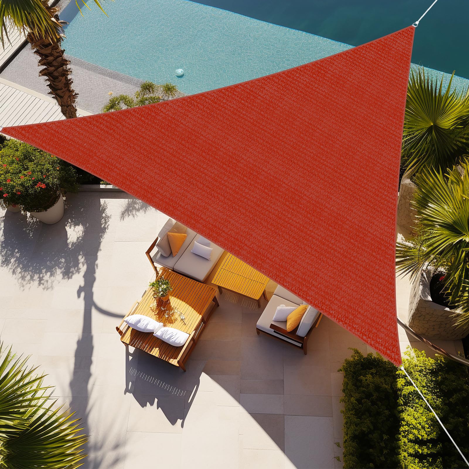 Shade&Beyond 20x20x20 Sun Shade Sail in rust red, front view