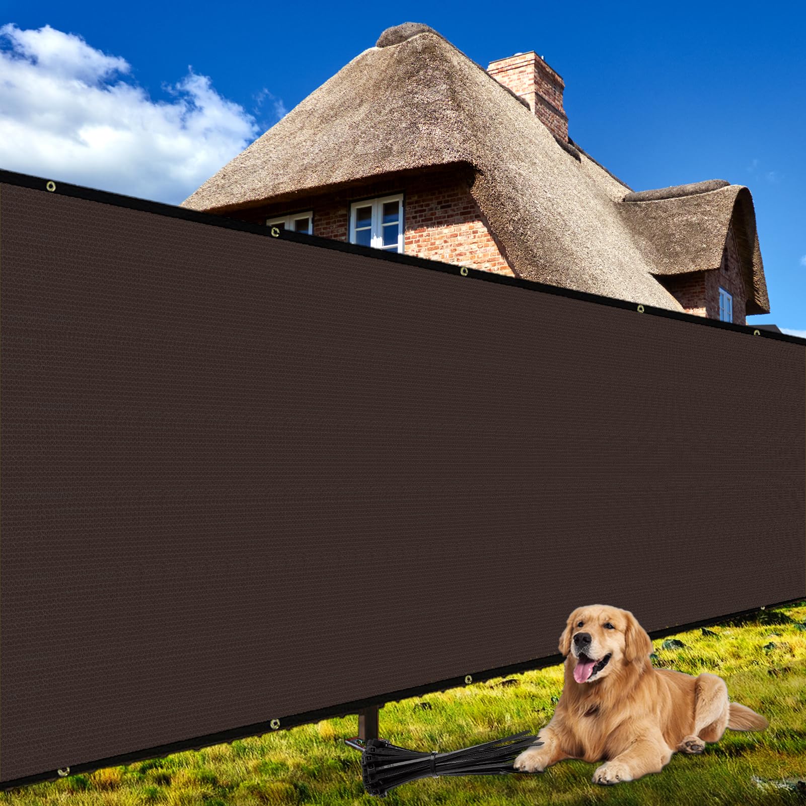 Shade&Beyond 3' x 10' Fence Privacy Screen in brown