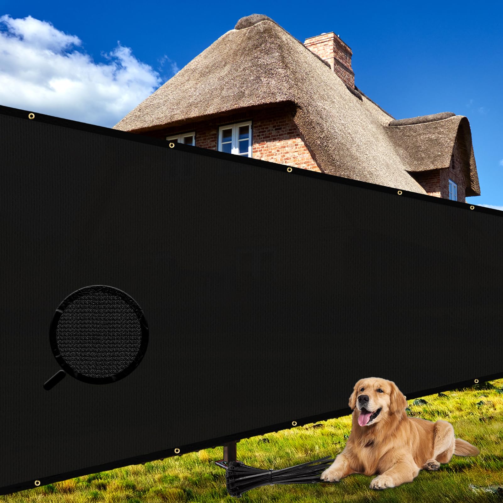 Shade&Beyond 4' x 25' black privacy screen front view