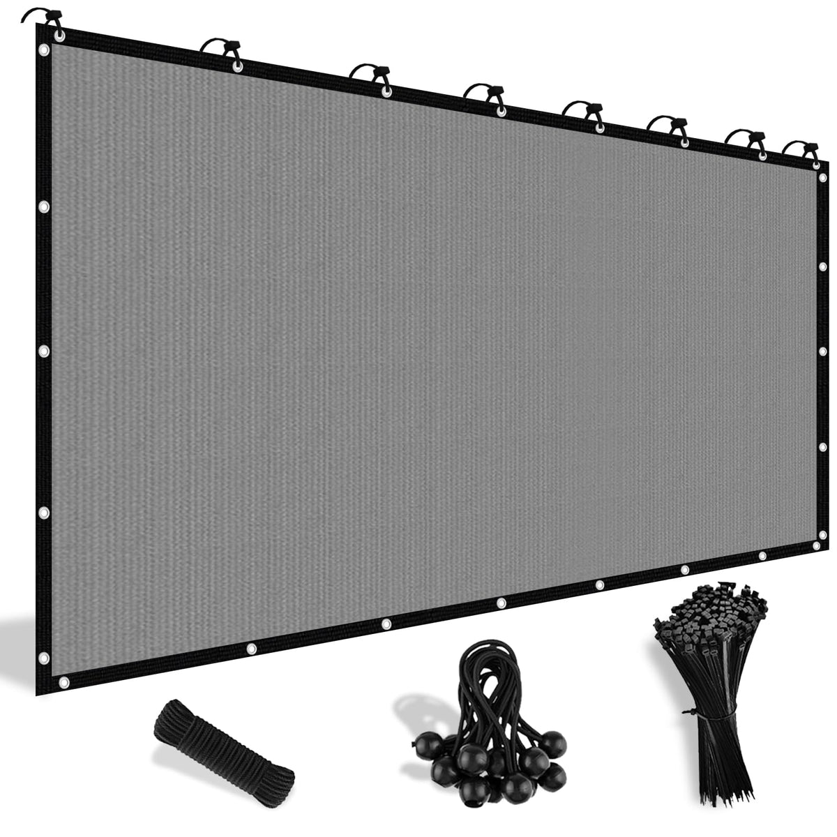 Shade&Beyond 5' x 12' light gray shade cloth front view