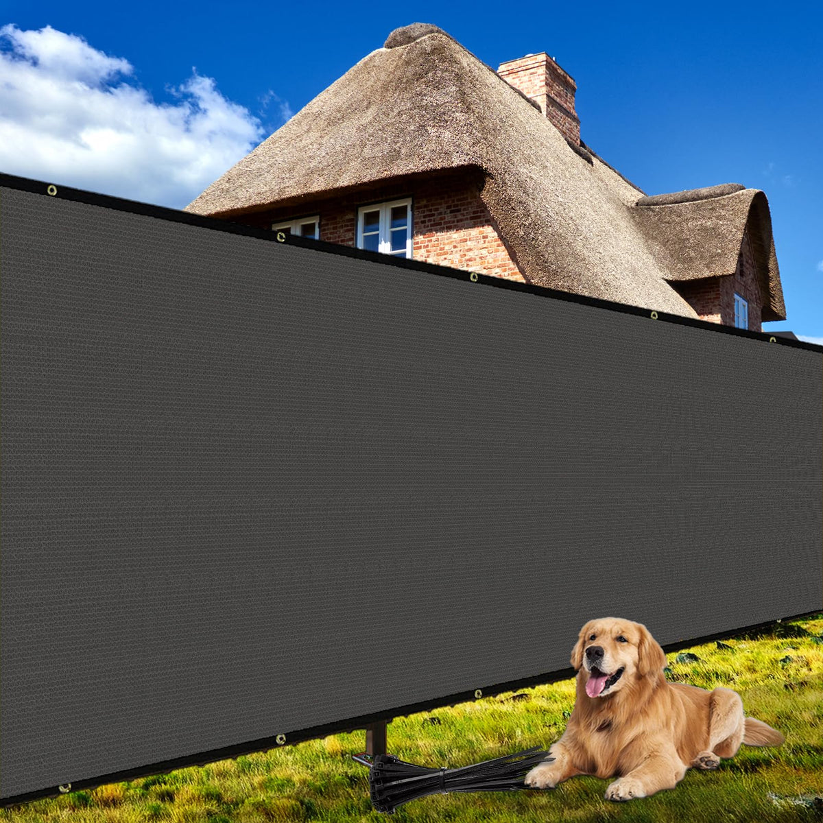Shade&Beyond 5' x 50' Dark Gray Privacy Screen front view