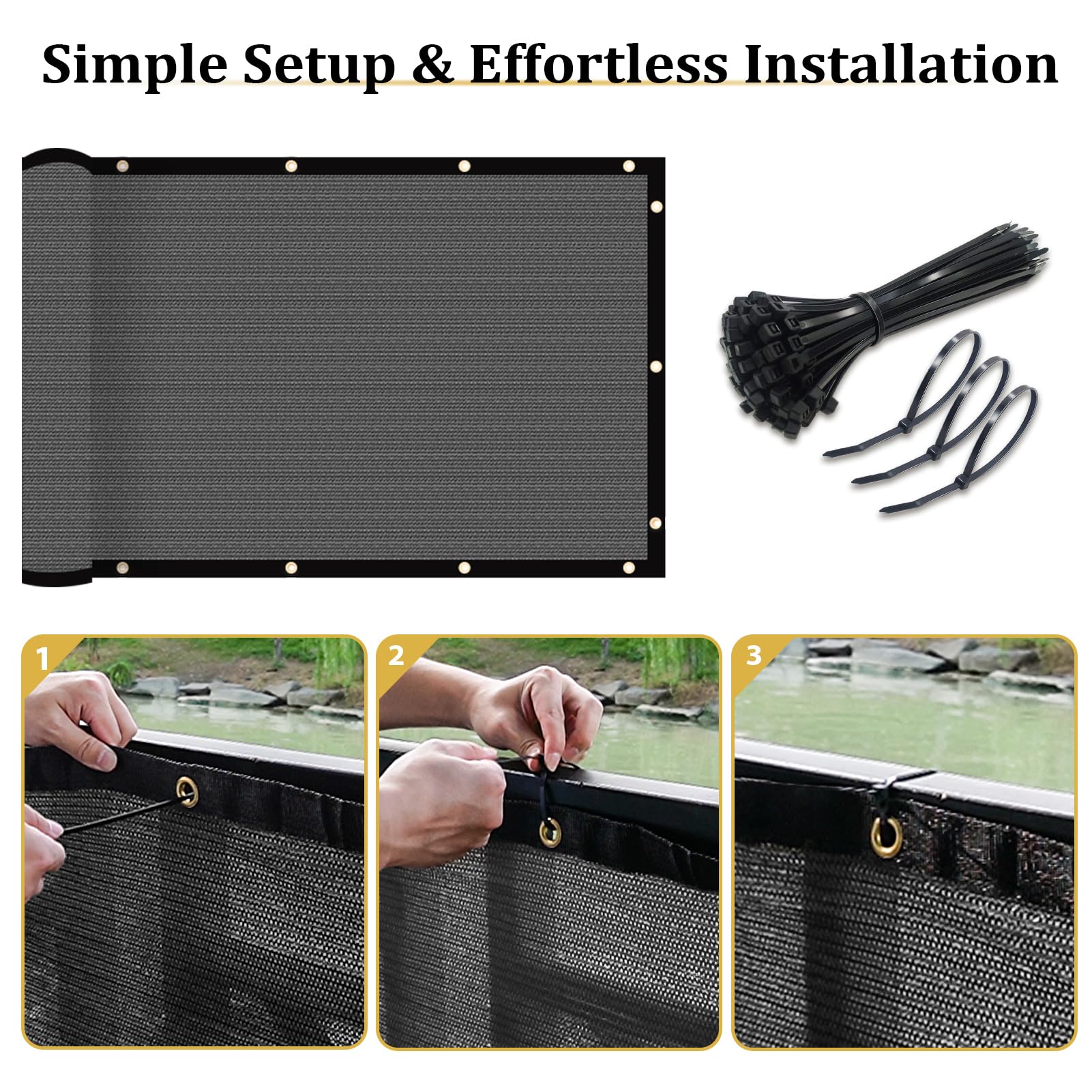 Shade&Beyond 5' x 50' Dark Gray Privacy Screen in garden setting
