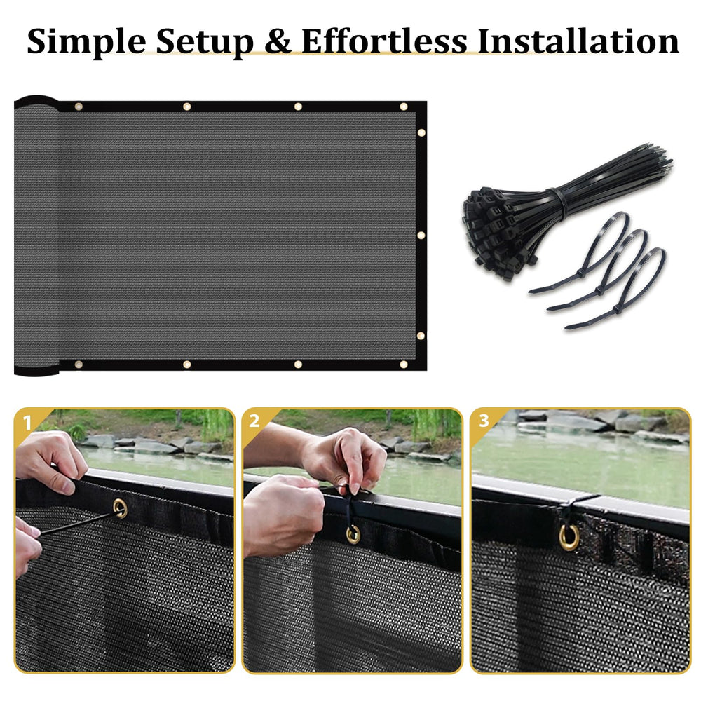 Shade&Beyond 5' x 50' Dark Gray Privacy Screen in garden setting