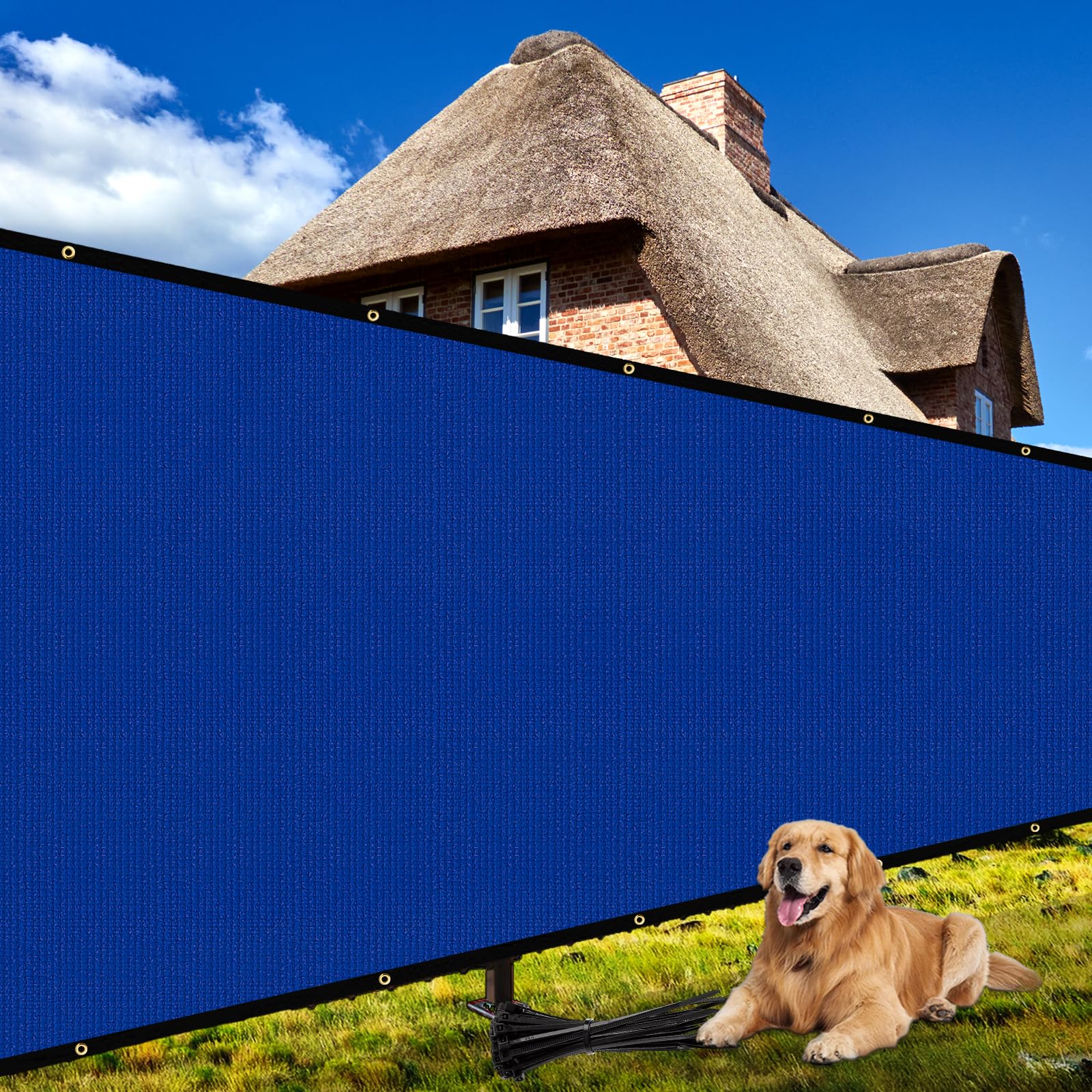 Shade&Beyond 5' x 50' Heavy Duty Privacy Screen in Blue, front view