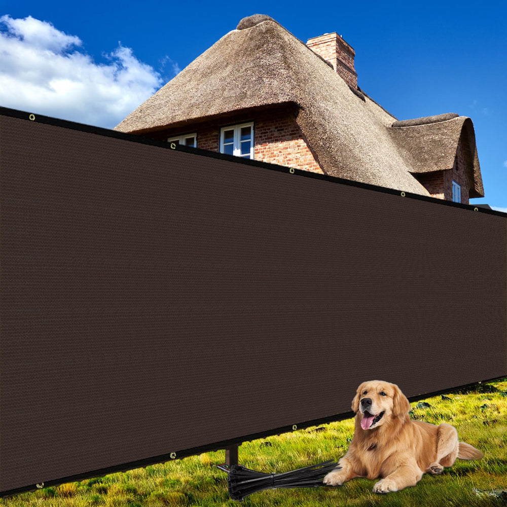 Shade&Beyond 6' x 25' Fence Privacy Screen brown fabric front view