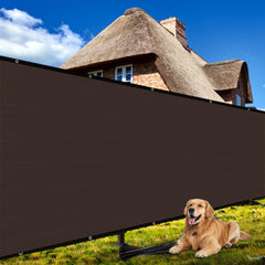 Shade&Beyond 6' x 25' Fence Privacy Screen brown fabric front view