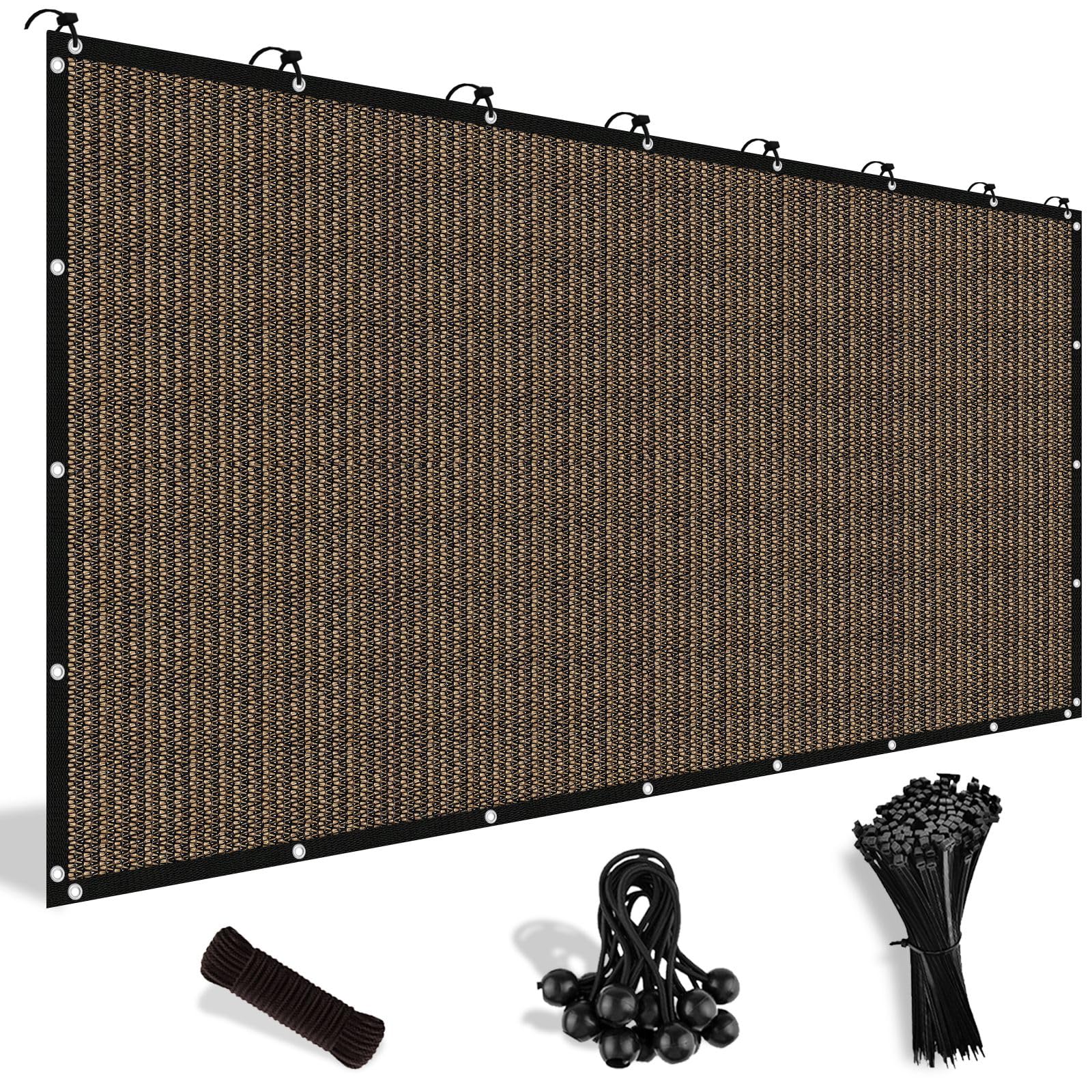 Shade&Beyond 8' X 10' mocha sun shade cloth front view