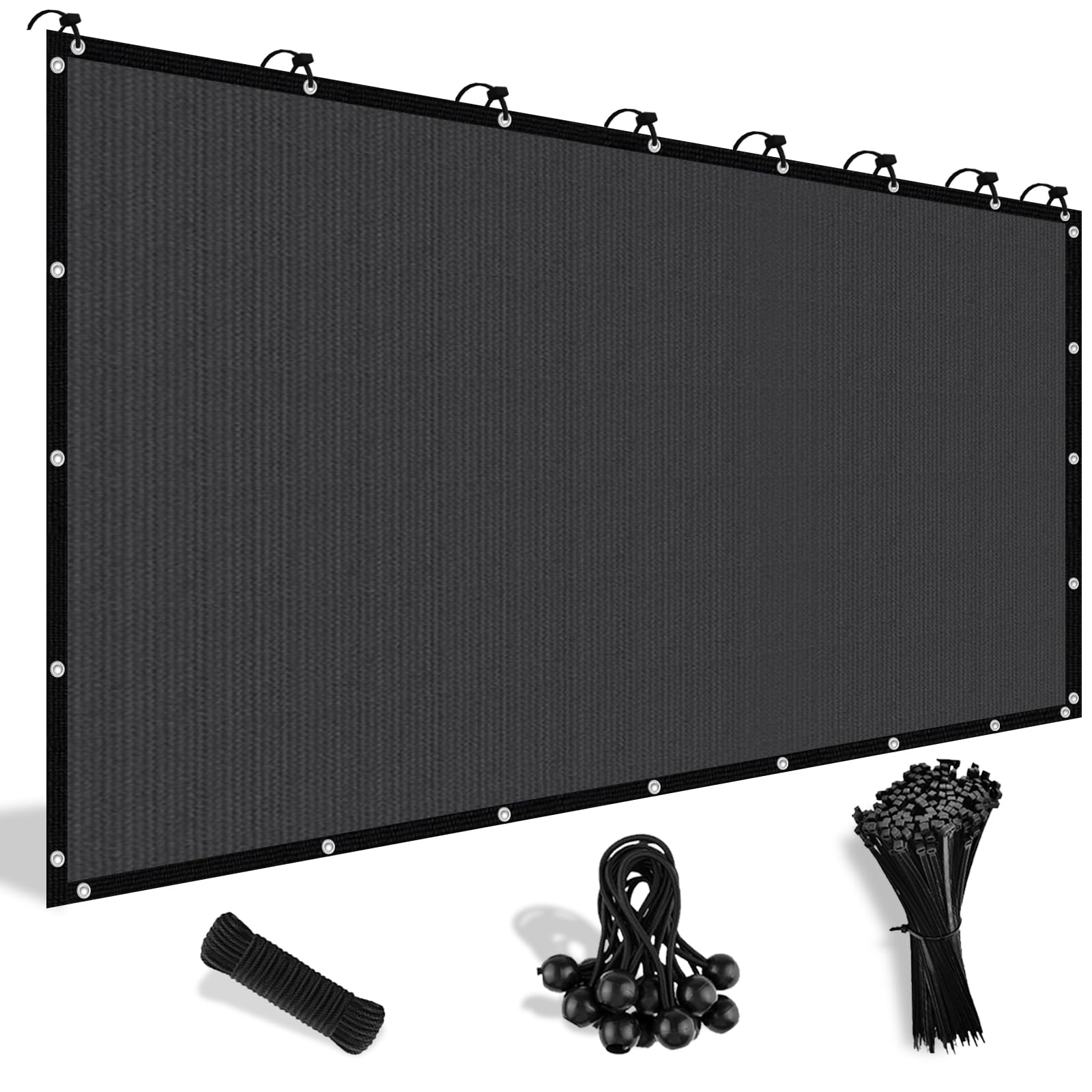 Shade&Beyond 8' x 12' sun shade cloth dark gray front view