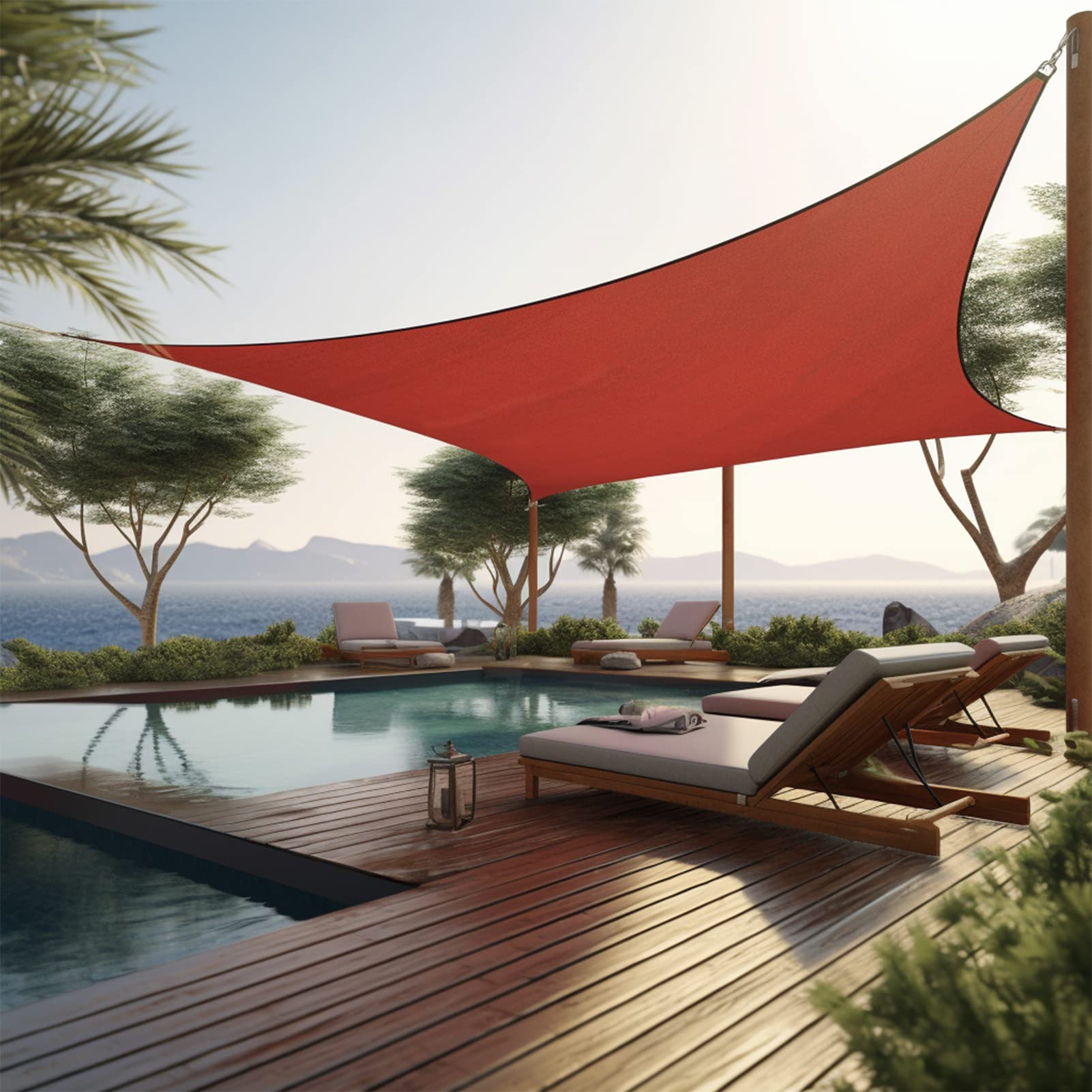Shade&Beyond 8'X12' Rust Red Sun Shade Sail front view