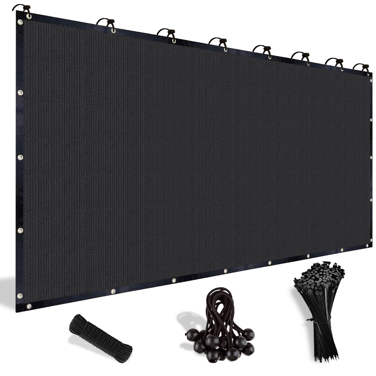 Shade&Beyond 90% Sun Shade Cloth 8' X 8' black front view