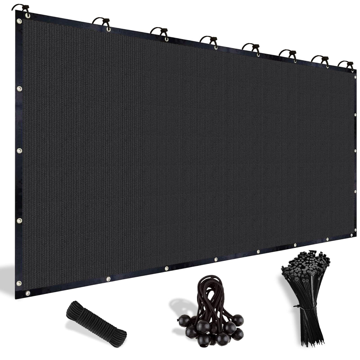 Shade&Beyond 90% Sun Shade Cloth Black 06' X 08' front view